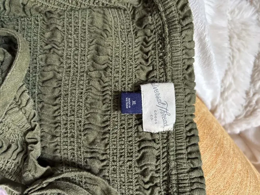 Universal Thread Smocked Linen Blend Wide Leg Jumpsuit Olive Green XL - Picture 4 of 4